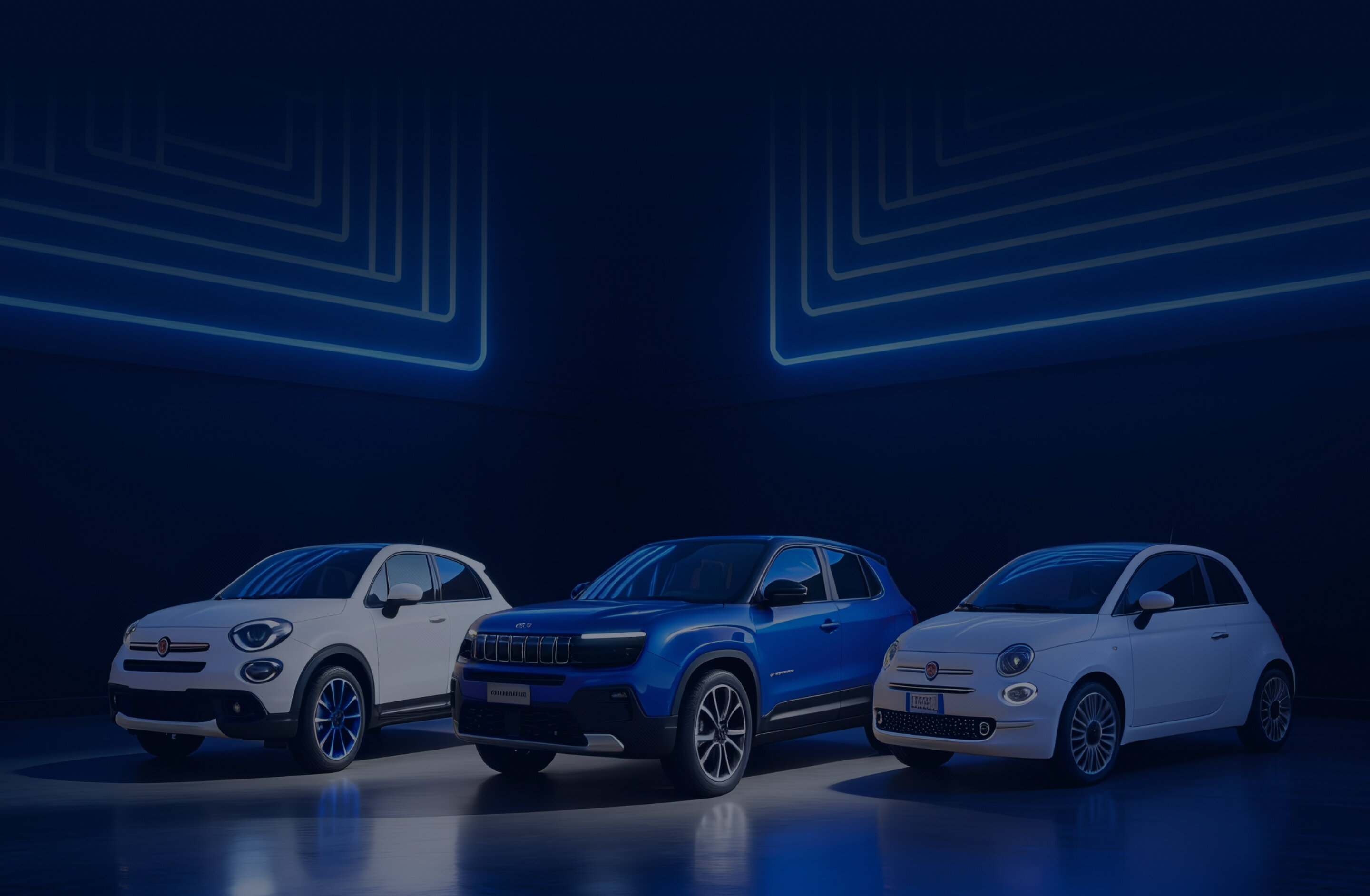 Tre auto in ambientazione neon AutoUau